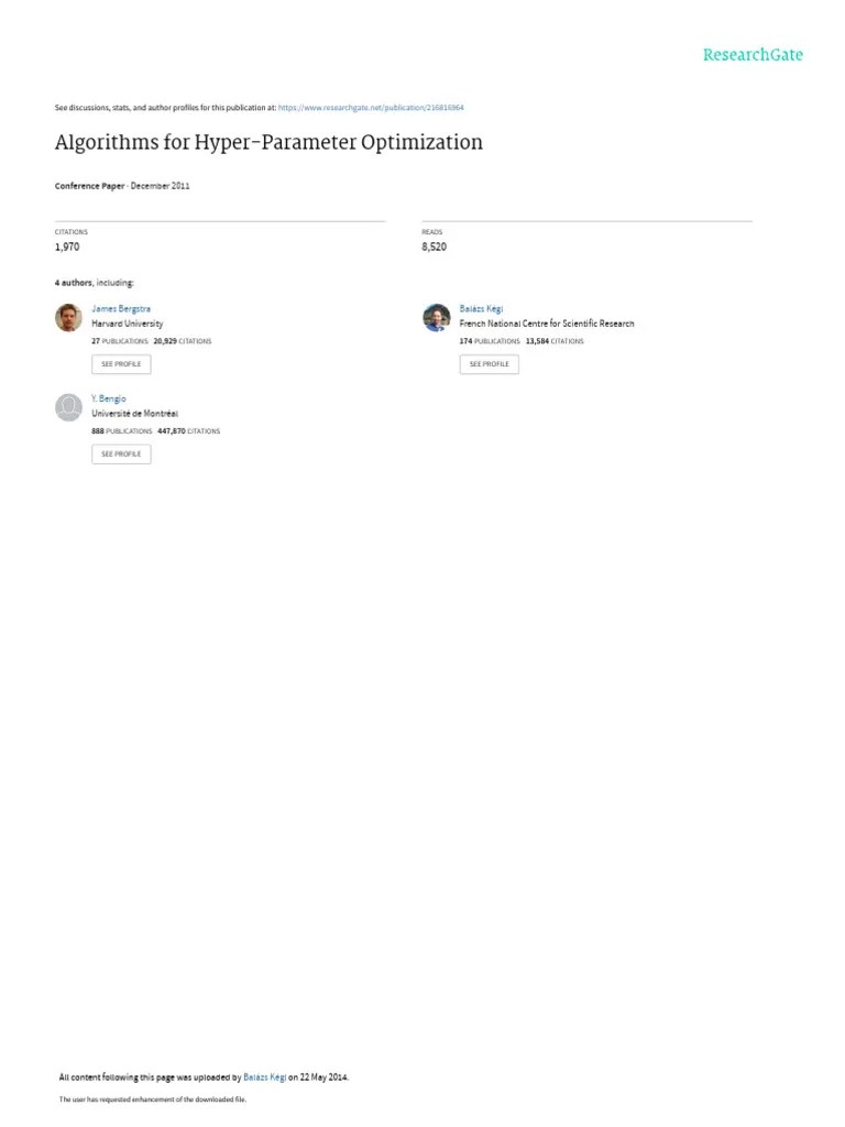 Algorithms For Hyper-Parameter Optimization | PDF | Mathematical ...