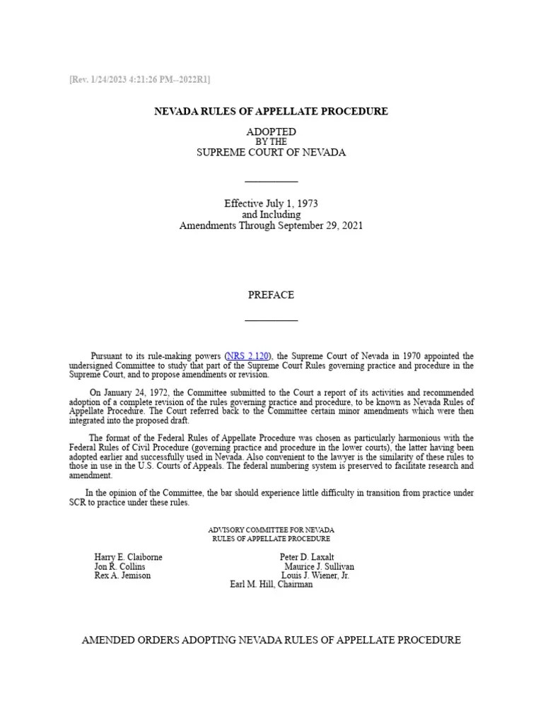 Nevada Rules Of Appellate Procedure | PDF | Appeal | Judgment (Law)