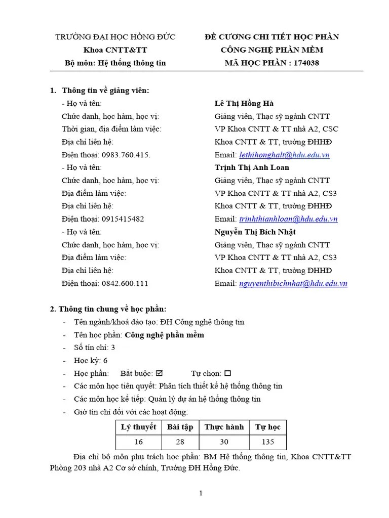 HTTT - Cong Nghe Phan Mem - 3 TC - 2020 | PDF