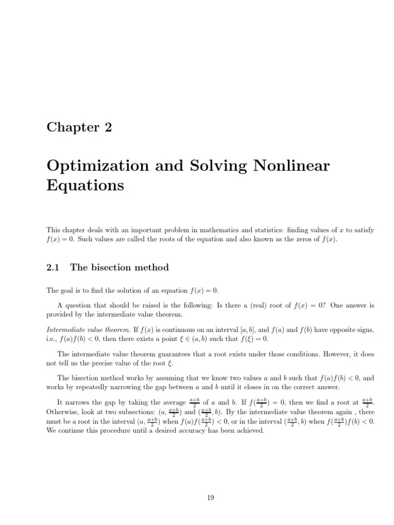 Chapter 2 Optimization And Solving Nonlinear Equations | PDF | Applied ...