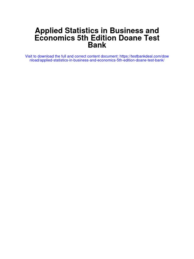 Instant Download Applied Statistics In Business And Economics 5th ...