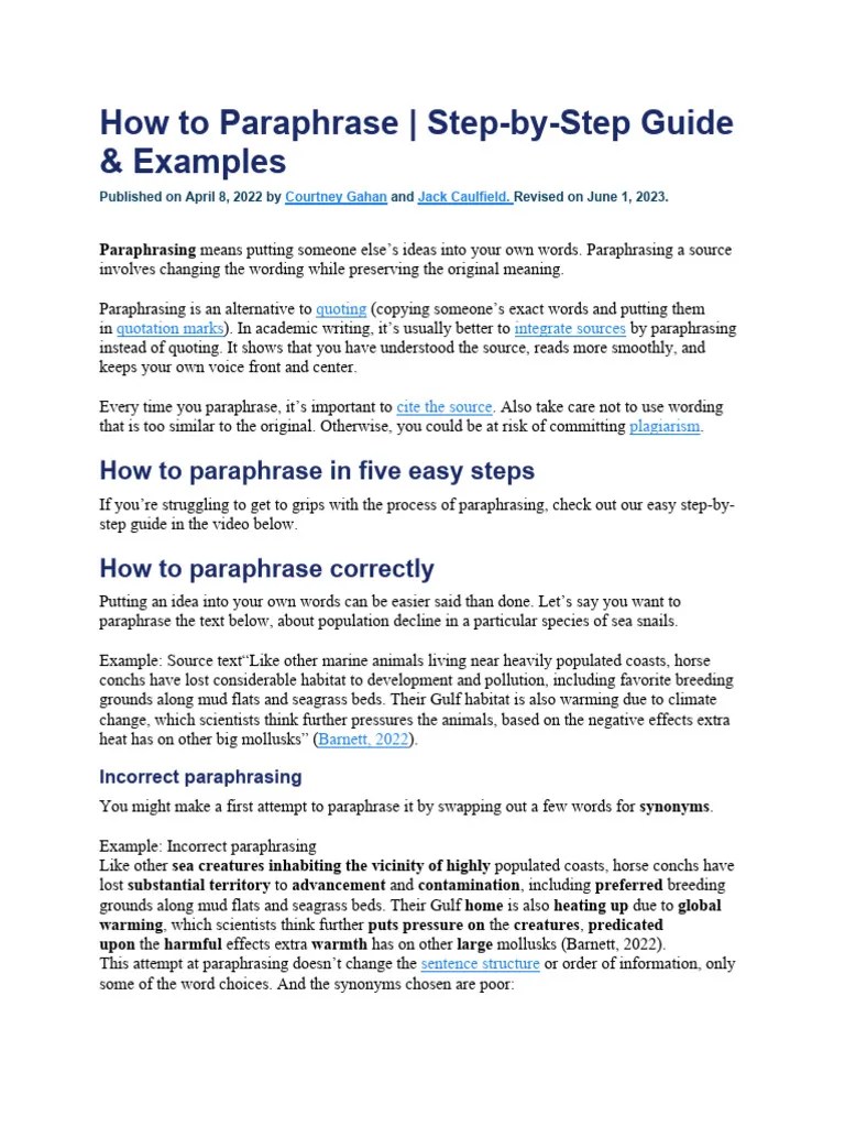 How To Paraphrase | PDF | Citation | Multilingualism