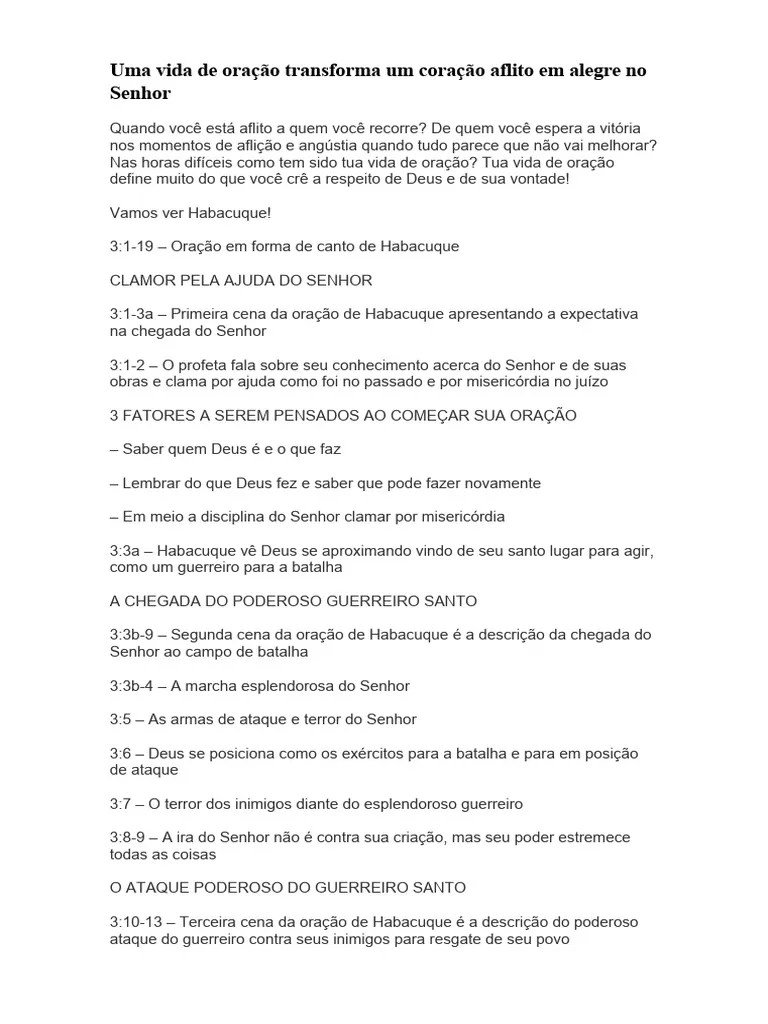 Uma Vida De Oração Transforma Um Coração Aflito Em Alegre No Senhor | PDF | Oração