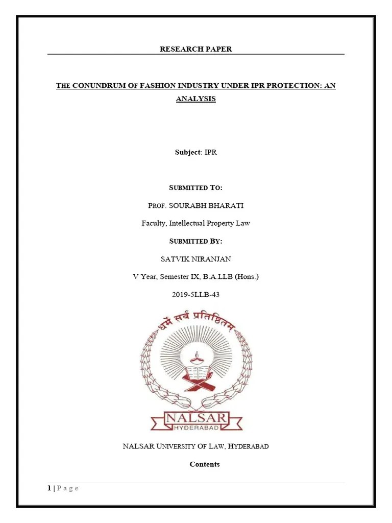 Research Paper Ipr | PDF | Intellectual Property | Trademark