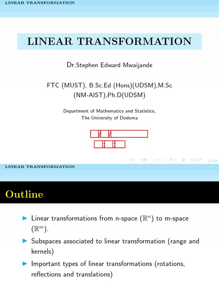Lecture 2 (B) - Linear - Transformation | PDF | Linear Map | Linear Subspace