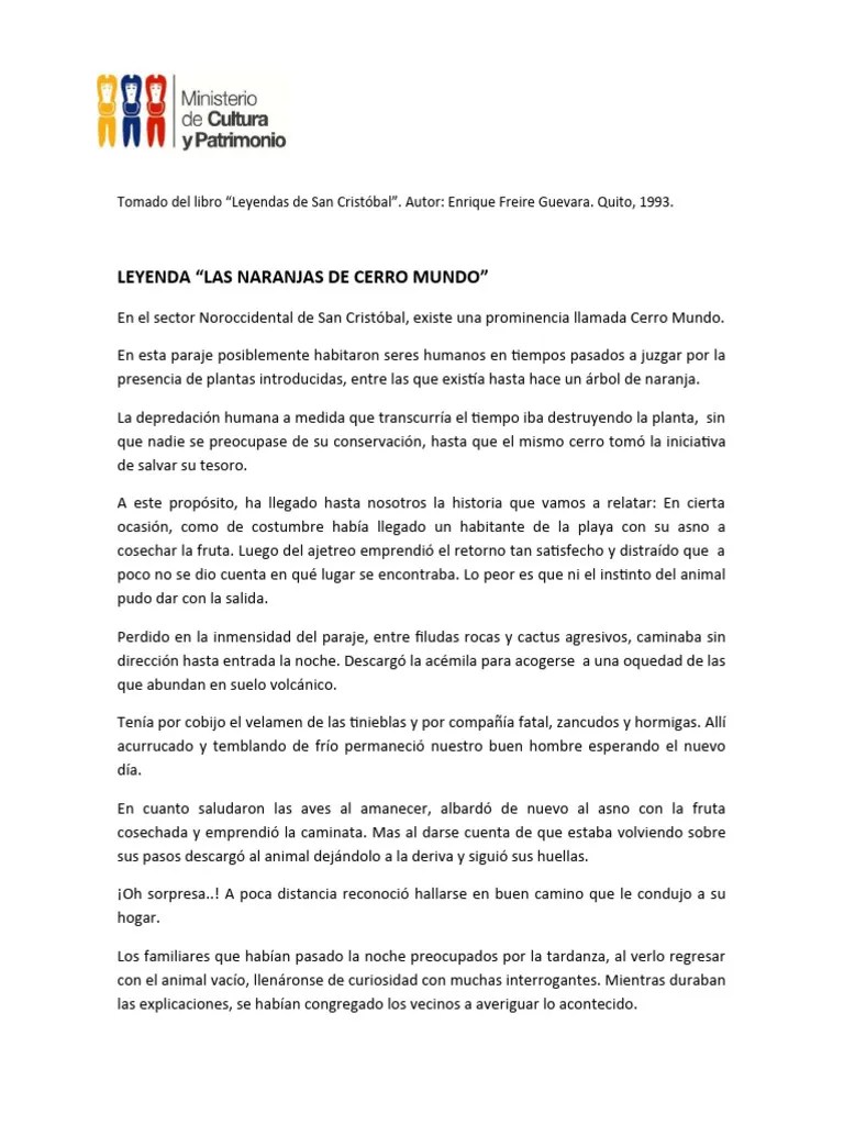Leyenda Las Naranjas De Cerro Mundo | PDF