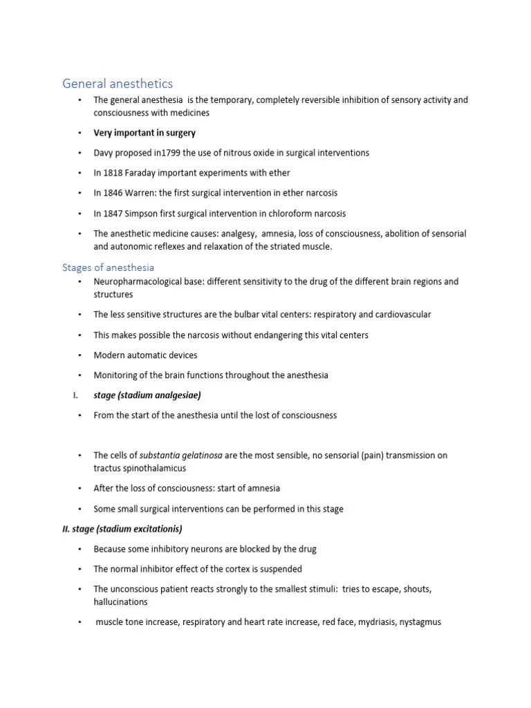 General Anesthetics | PDF | Anesthesia | Pharmacology