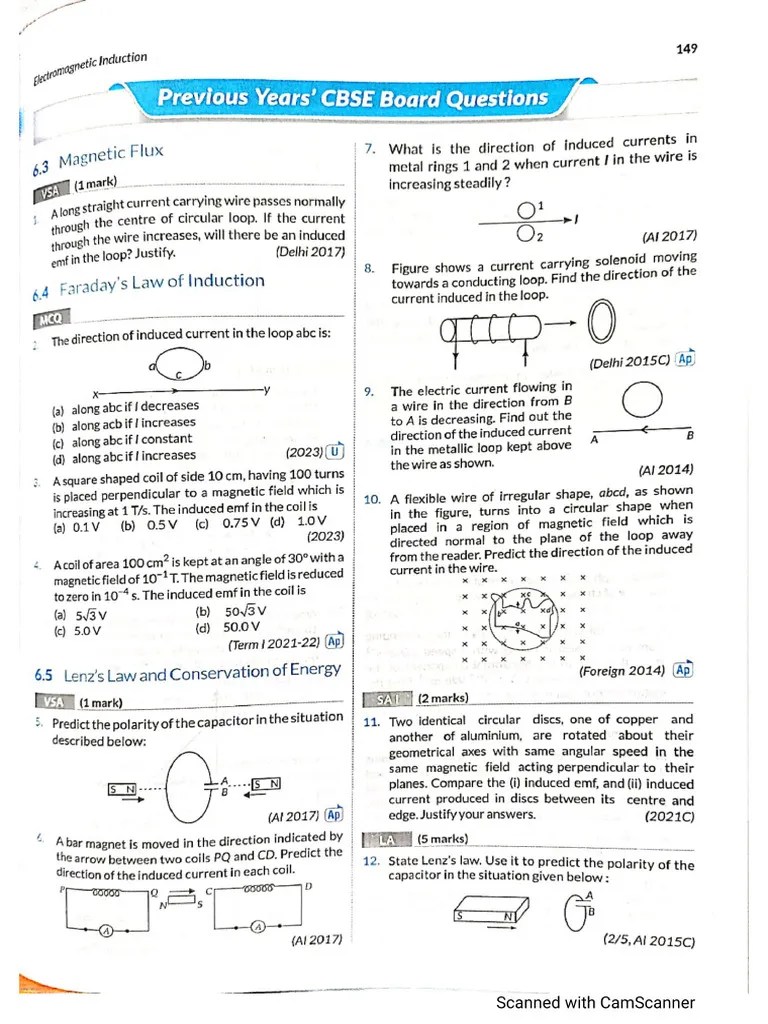 Sample Paper Physics Chapter 6 Electromagnetic Induction | PDF