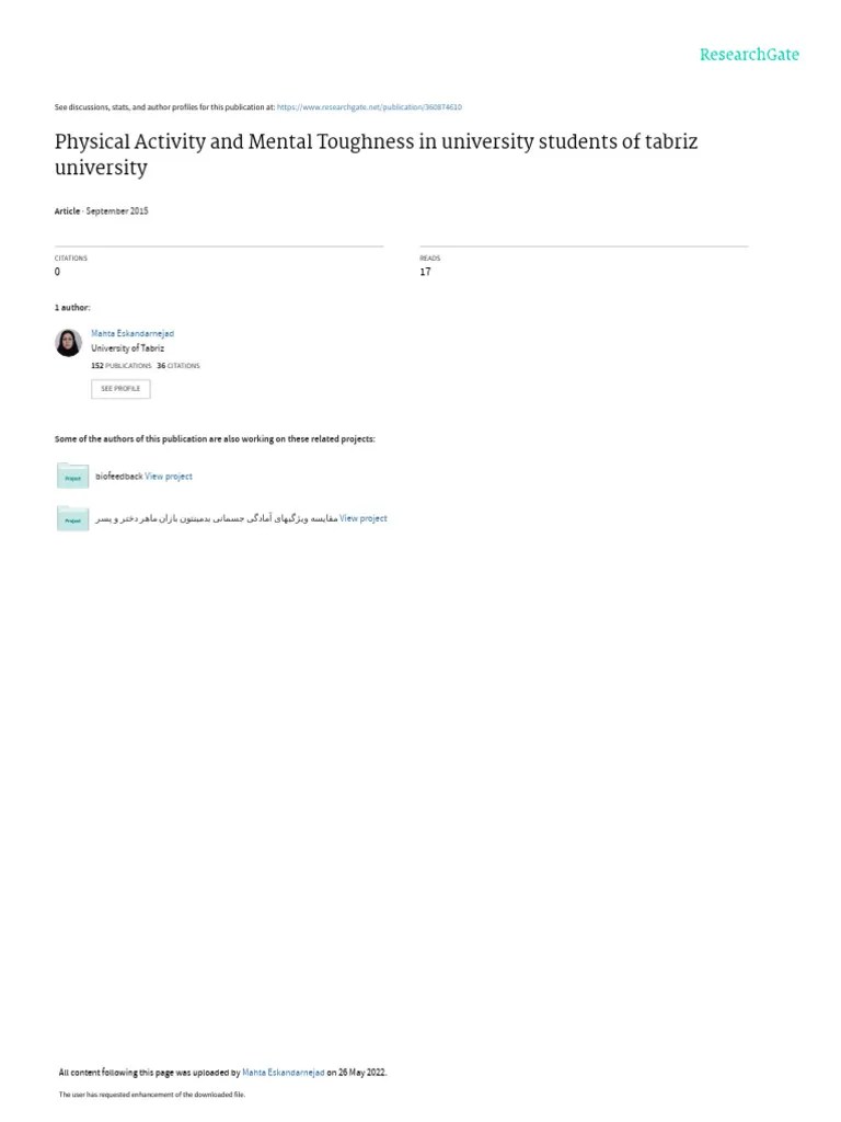 Physical Activityand Mental Toughness | PDF | Psychological Resilience ...