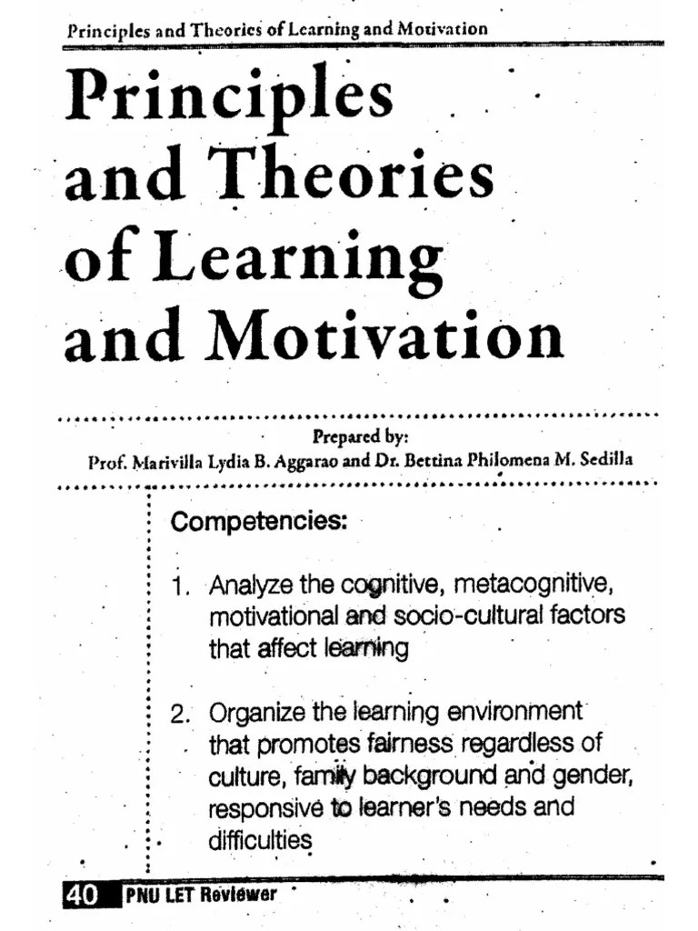 Principles And Theories Of Learning And Motivation | PDF | Learning ...