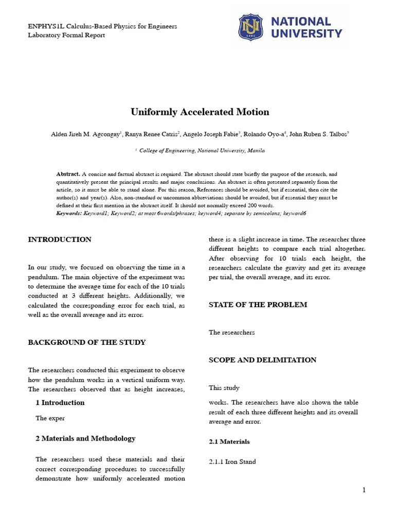 Uniformly Accelerated Motion | PDF | Gravity | Pendulum