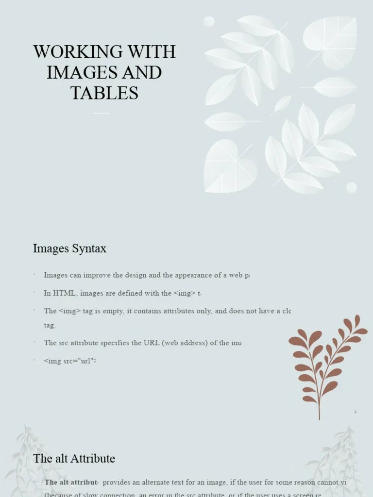 Working With Images And Tables | PDF | Html Element | World Wide Web