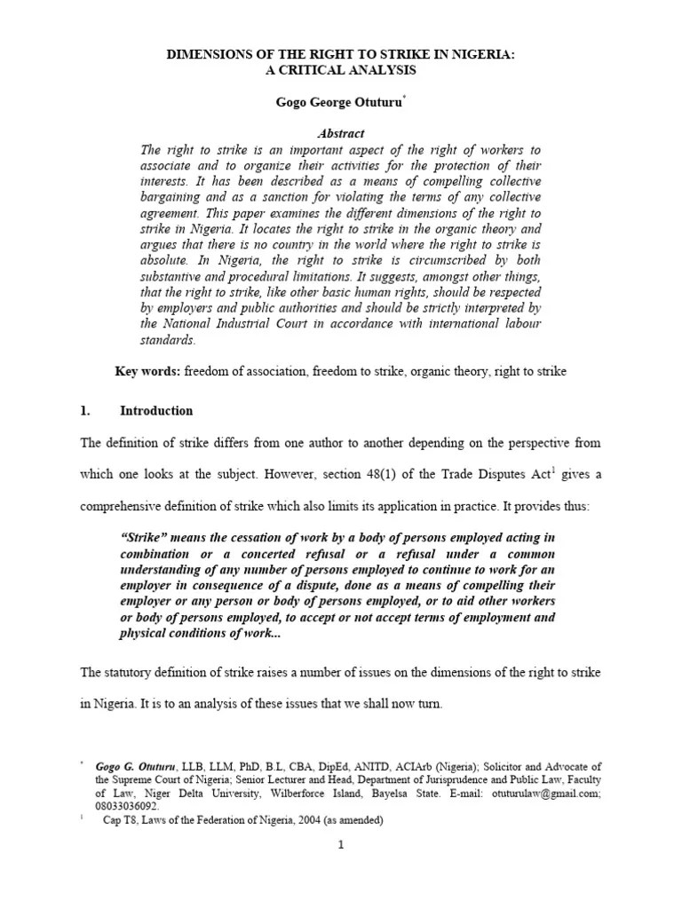Dimensions Of Strike | PDF | Strike Action | Labour Law