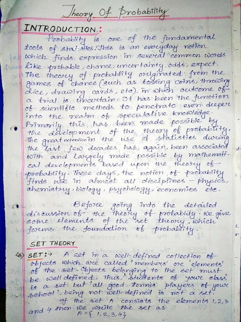 Theory Of Probability Note 1 | PDF