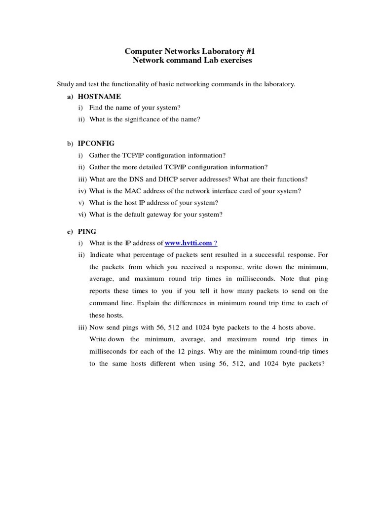 Network Lab 1 | PDF | Ip Address | Computer Network