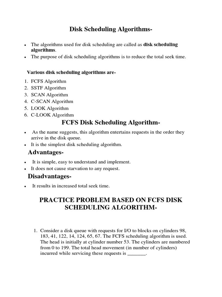 Disk Scheduling Algorithms | PDF | Scheduling (Computing) | Computer ...