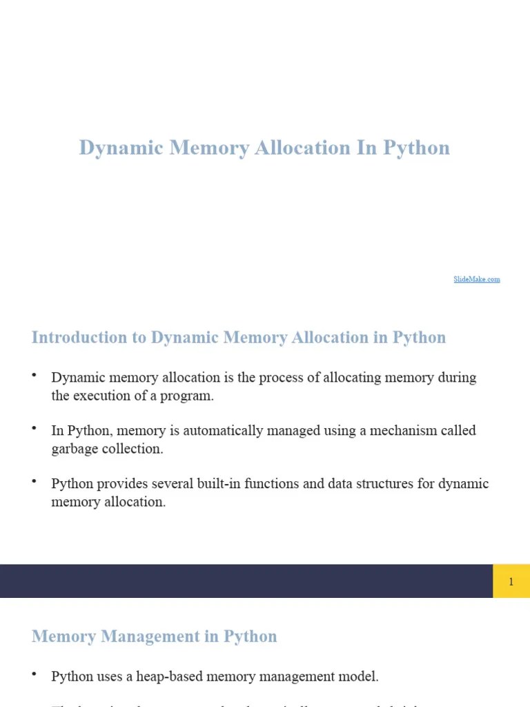 Dynamic Memory Allocation In Python | PDF | Method (Computer Programming) | Computer Science