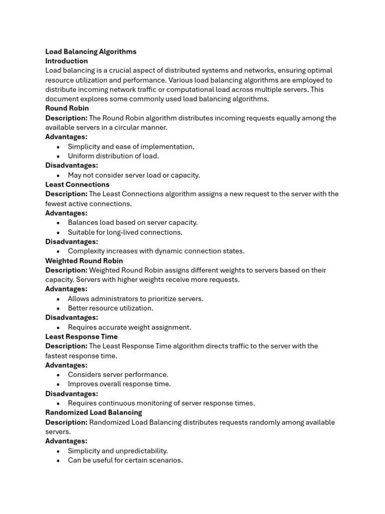 Load Balancing Algorithms | PDF | Computers
