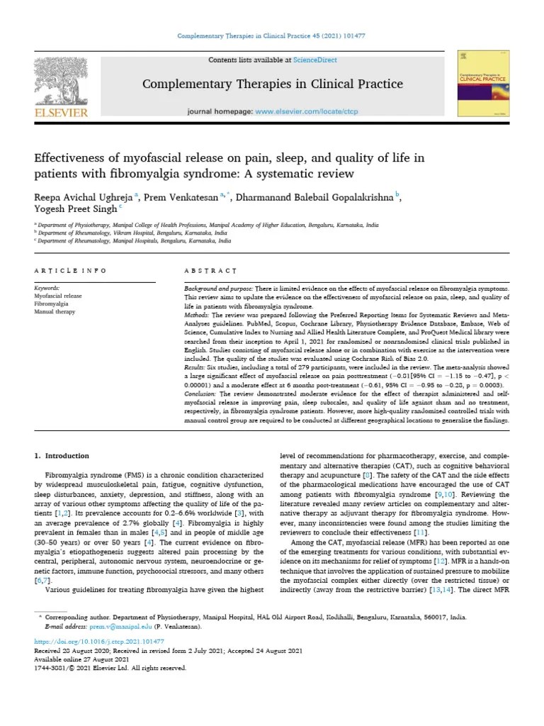 Ughreja Myofascial Release | PDF | Fibromyalgia | Systematic Review