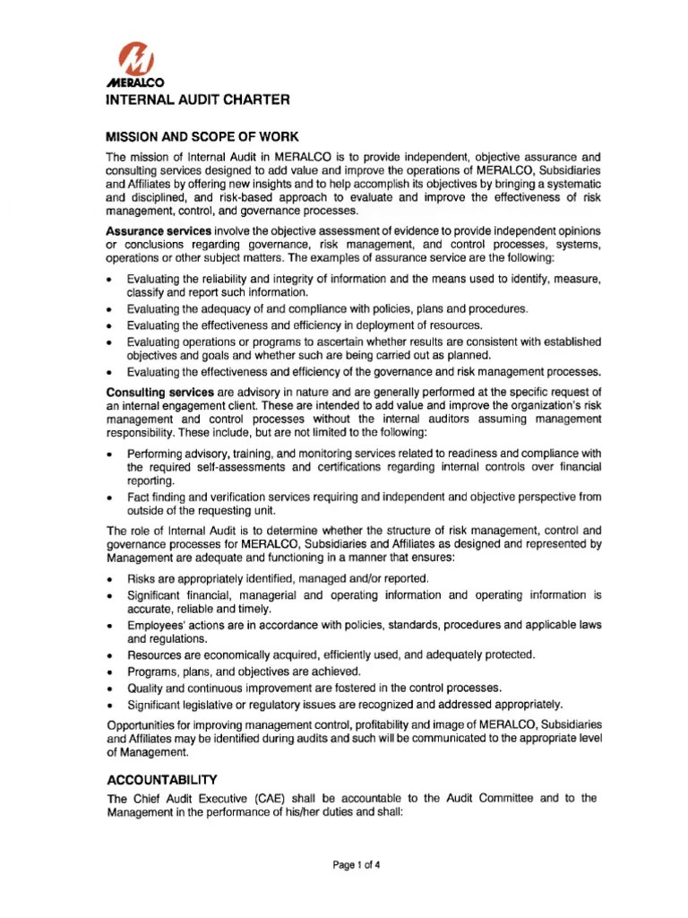 Internal Audit Charter Approved 10242019 | PDF