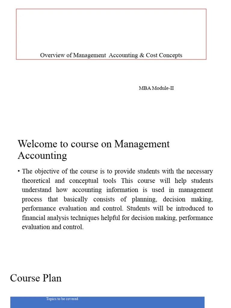 3Overview Of Management Accounting & Cost Concepts | PDF | Cost | Expense