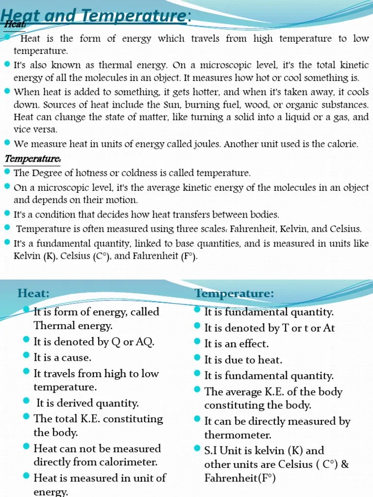 Heat And Temperature | PDF | Temperature | Heat