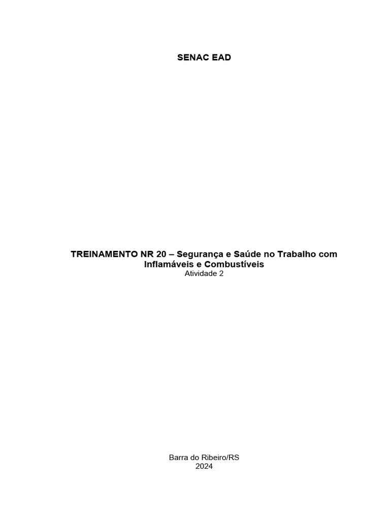 Treinamento NR 20 - Segurança E Saúde No Trabalho Com Inflamáveis E ...