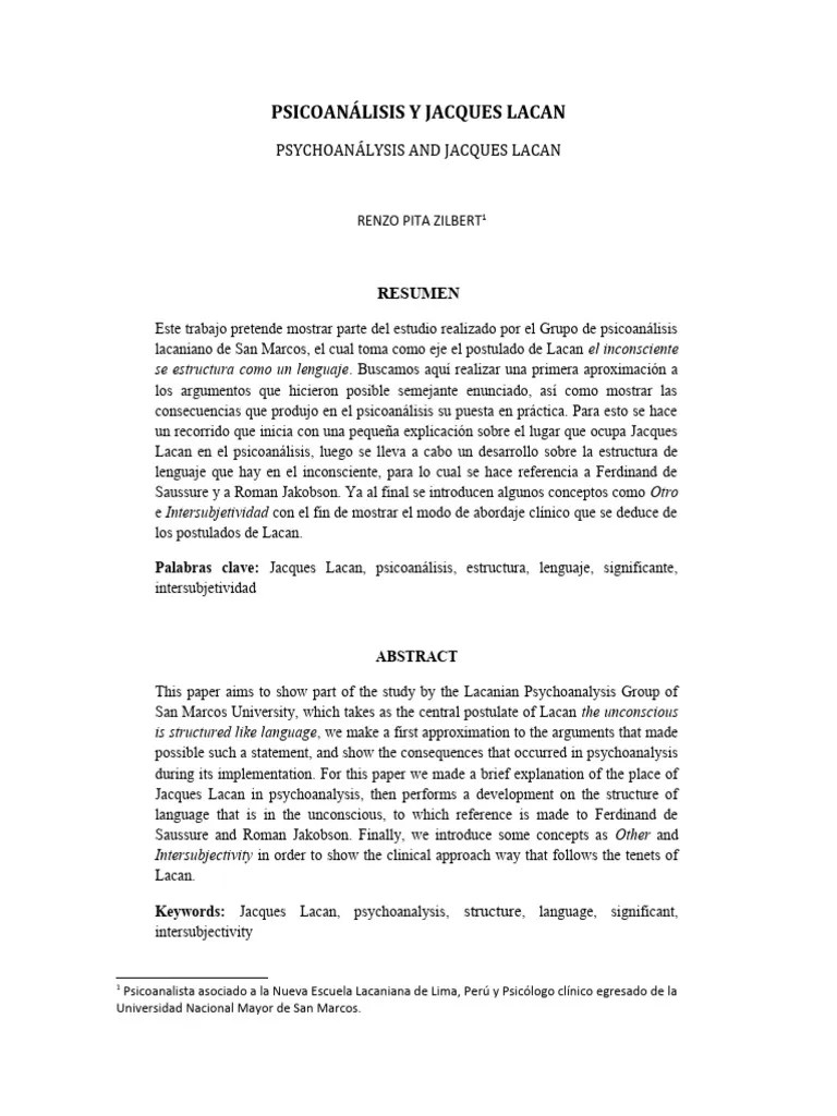 Artículo - Psicoanalisis Y Jacques Lacan | PDF | Jacques Lacan | Psicoanálisis