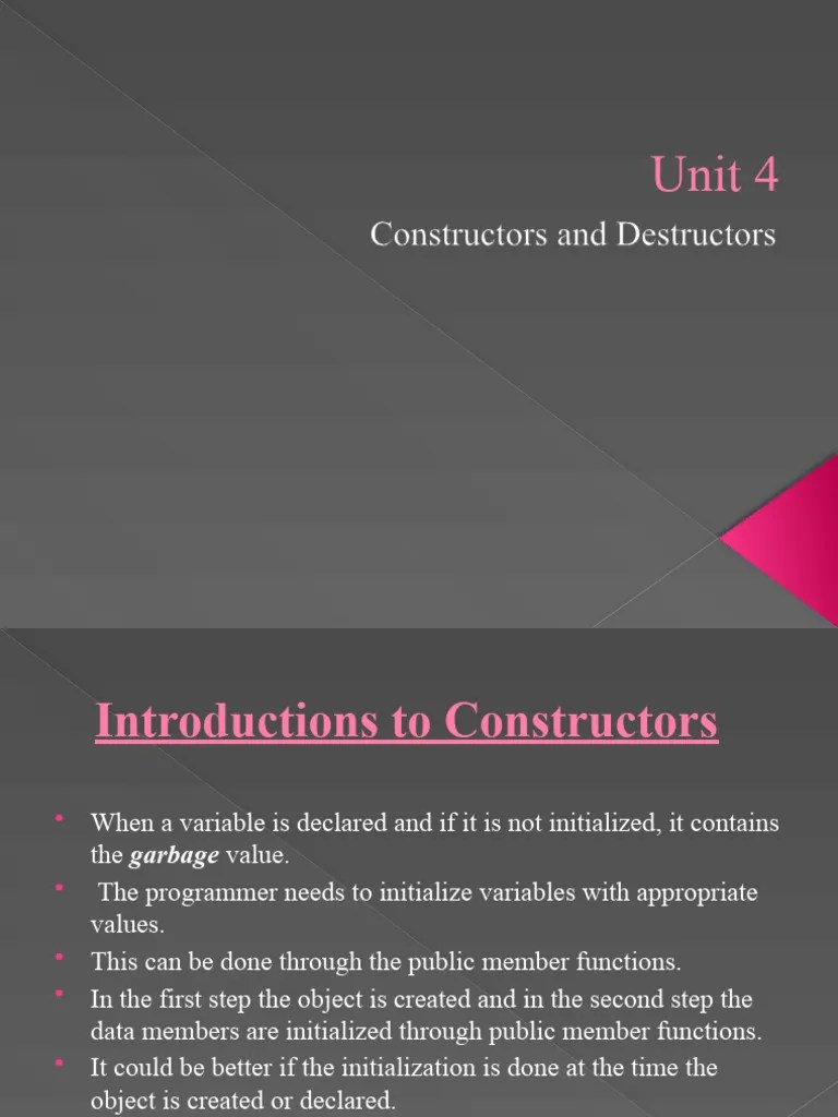 Unit 4: Constructors And Destructors | PDF | Programming | Constructor ...