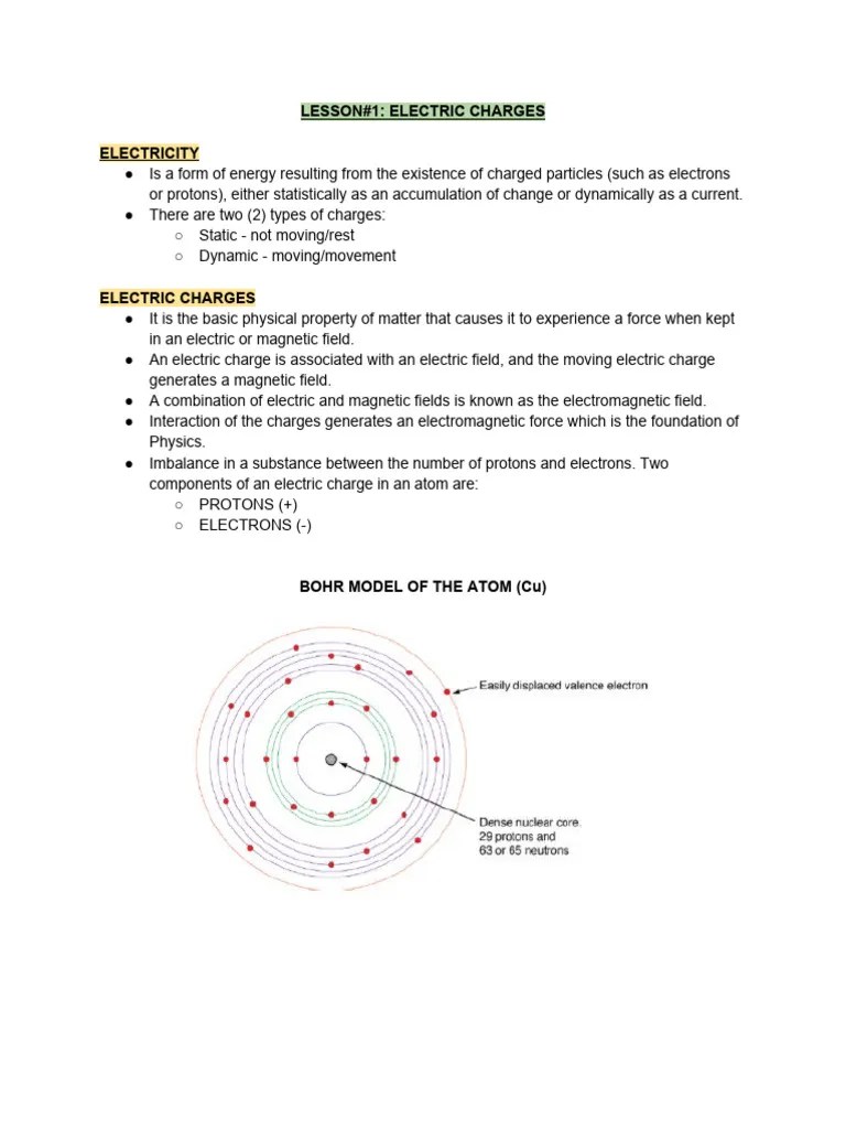 Lesson#1 - Electric Charges | PDF | Electric Charge | Electron
