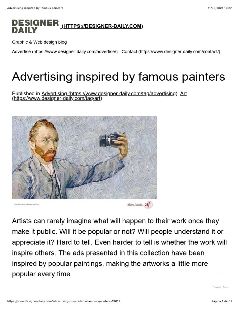 Advertising Inspired By Famous Painters | PDF | Paintings | Salvador Dalí