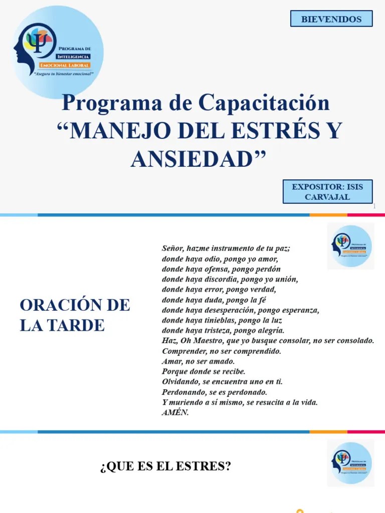 Capacitacion 4. - MANEJO DEL ESTRES Y LA ANSIEDAD | PDF | Estrés (biología) | Ansiedad
