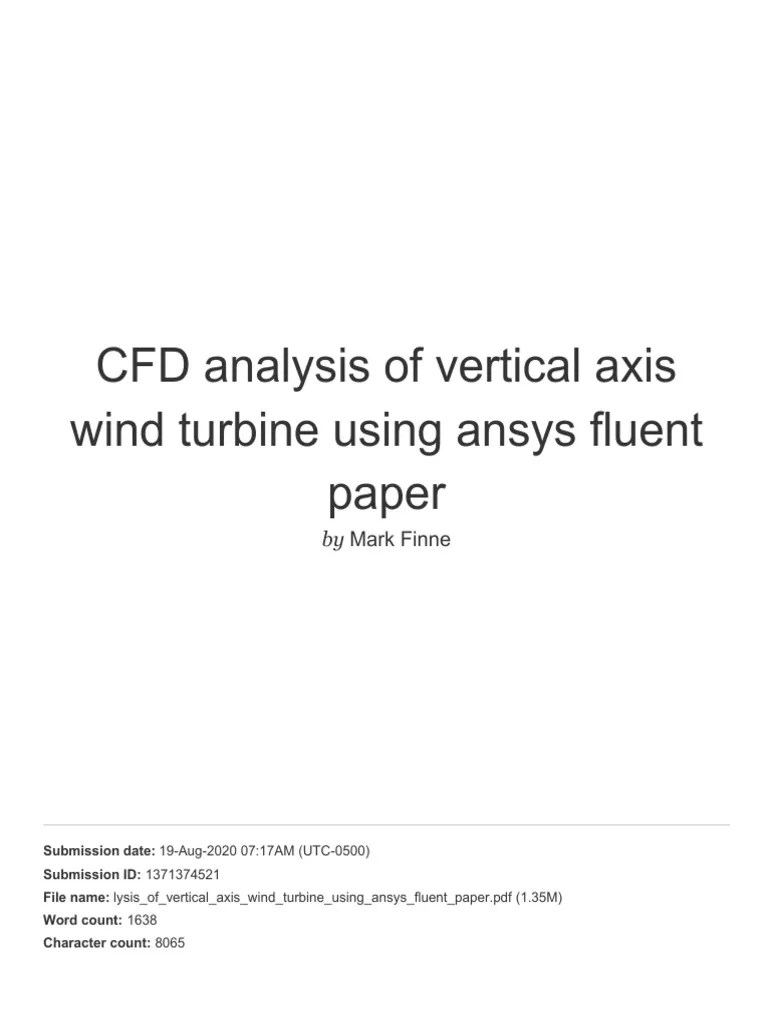 1.8. CFD Analysis Of Vertical Axis Wind Turbine Using Ansys Fluent Paper | Download Free PDF ...