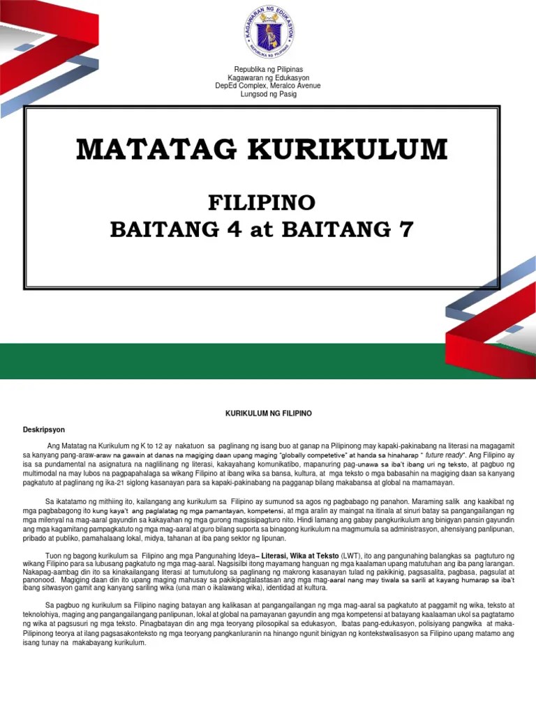 Matatag Curriculum Grade 4 Filipino Quarter 2 Week 2