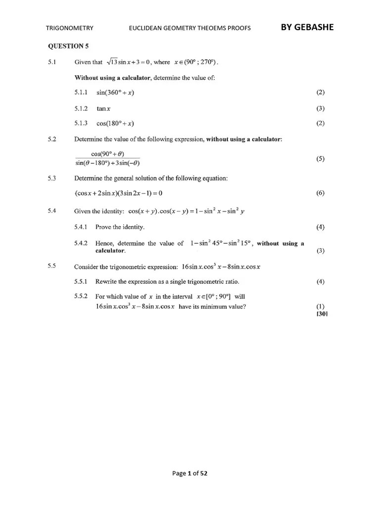 Trigonometry And Euclidean Geometry Pfoofs | Download Free PDF ...
