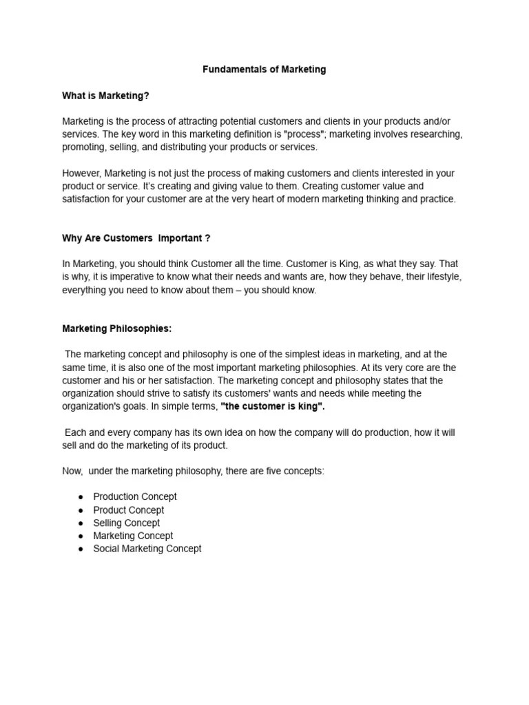 Fundamentals Of Marketing - 1 | PDF | Marketing | Business Economics