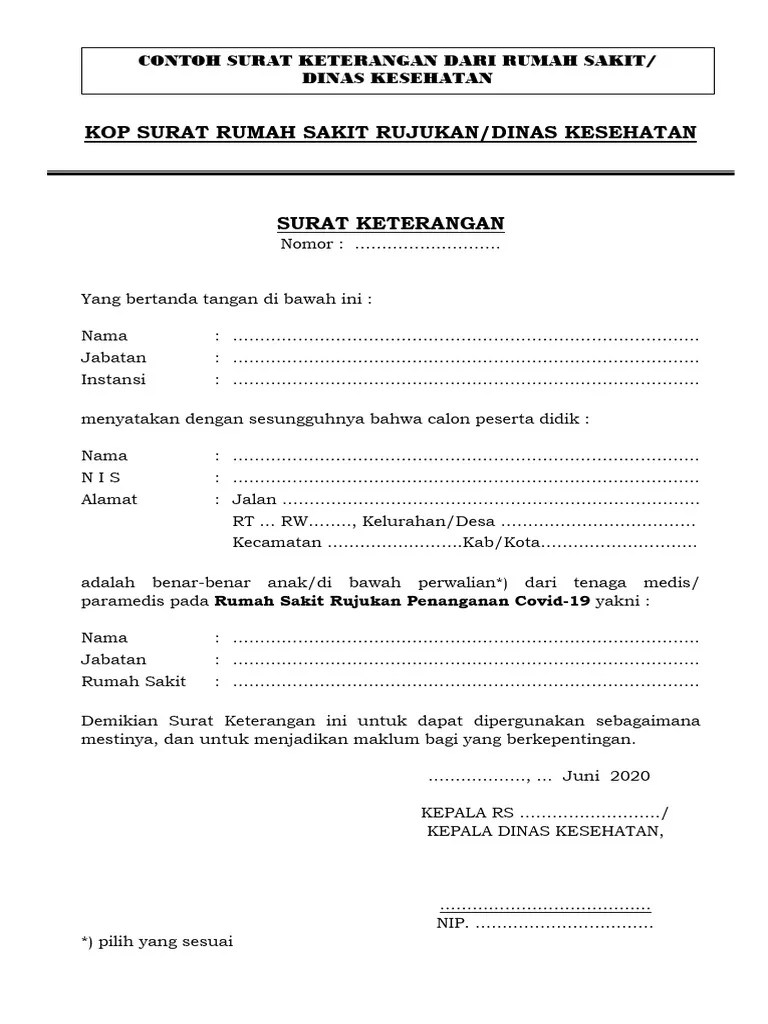 Contoh Surat Keterangan Dari Rumah Sakit | PDF