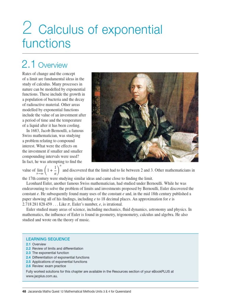 C 02 Calculus Of Exponential Functions | PDF | Teaching Mathematics ...