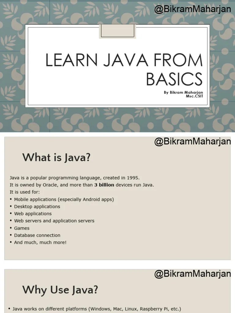 Learn Java From Basics - Bikram | PDF | Data Type | Class (Computer ...