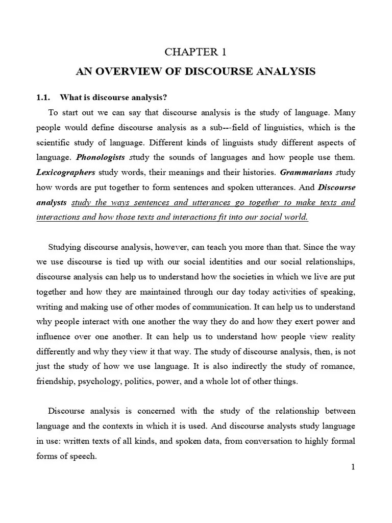 An Overview Of Discourse Analysis | PDF | Discourse | Linguistics