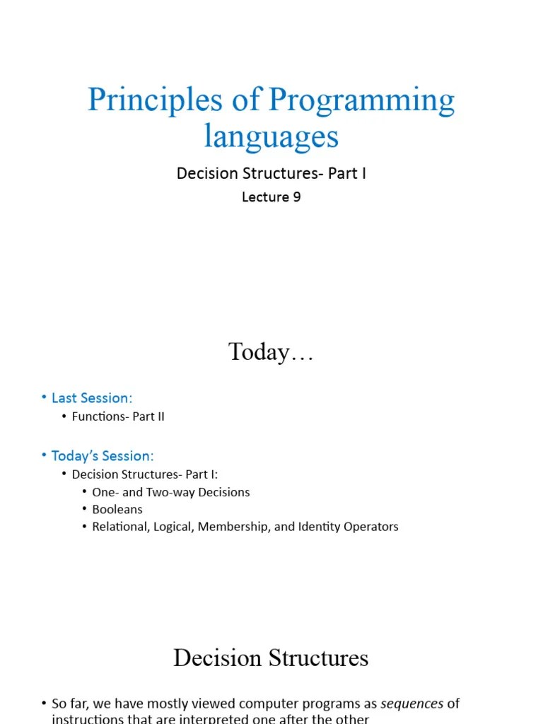 Lecture 9 Decision Structures PartI | Download Free PDF | Boolean Data ...