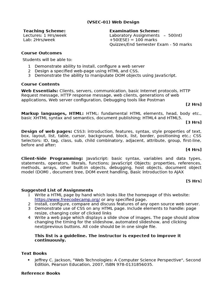 WD Syllabus | PDF | World Wide Web | Internet & Web