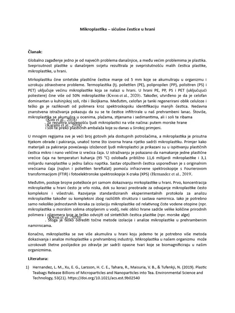 Mikroplastika U Hrani | PDF