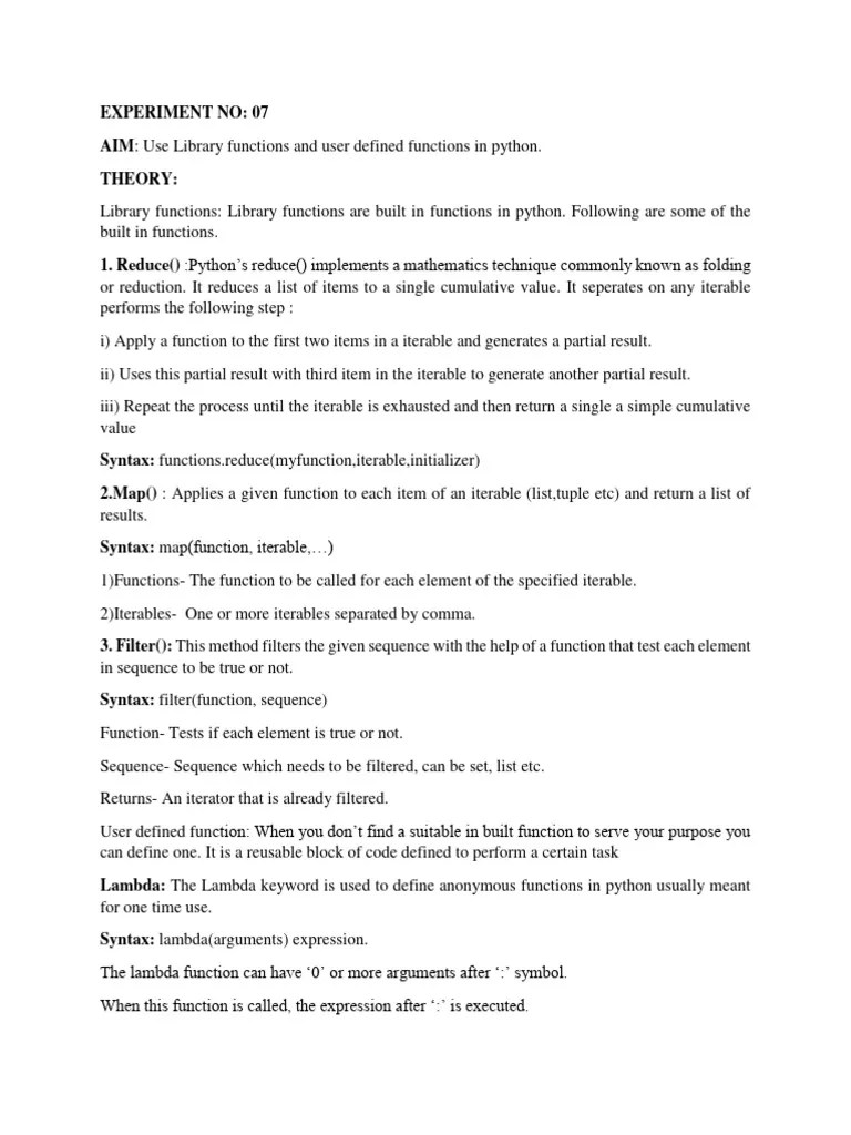 Exp7 Python | PDF | Parameter (Computer Programming) | Anonymous Function