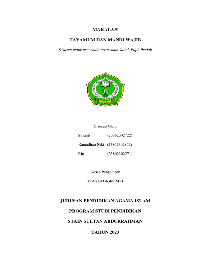 MAKALAH Fiqih Ibadah MATERI Tayamum Dan Mandi Wajib KELOMPOK 4 | PDF