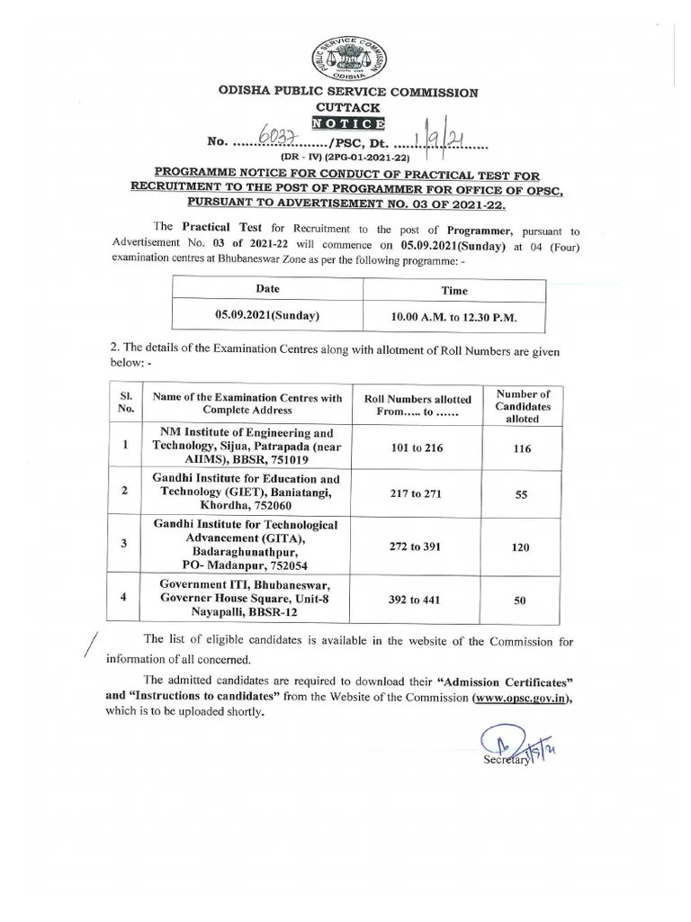 ODISHA STAFF SELECTION COMMISSION (OSSC) Update 206 | PDF