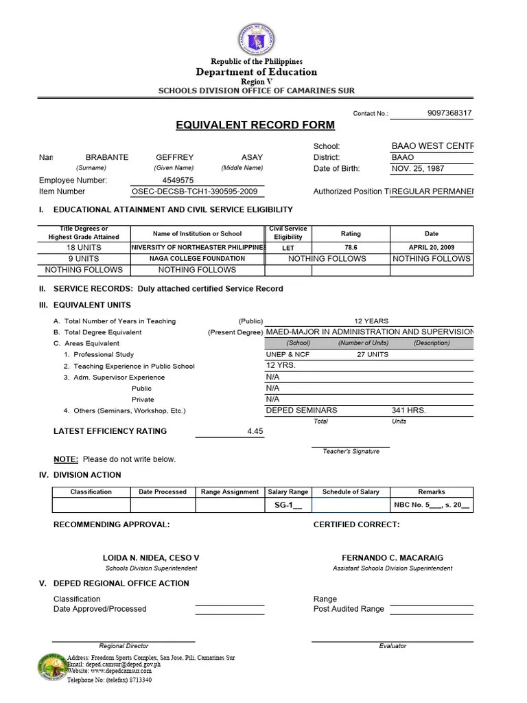 Erf newest form long size one page