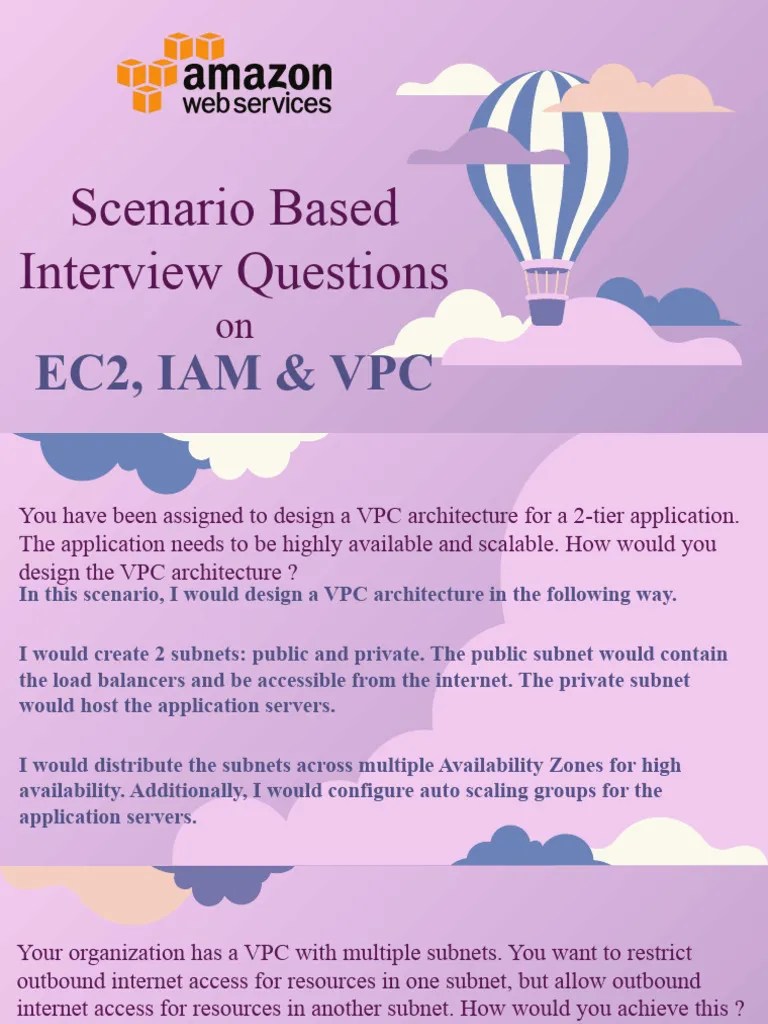 AWS Scenario Based Interview Questions On EC2, IAM & VPC | PDF ...