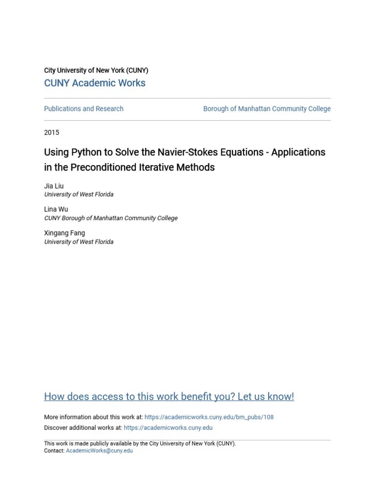 Using Python To Solve The Navier-Stokes Equations - Applications | PDF ...