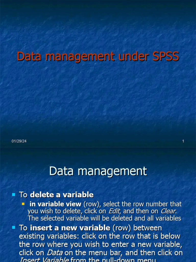 Data Management Under Spss | PDF | Menu (Computing) | Spss